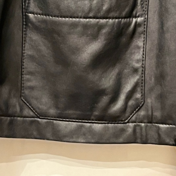 GAP Black leather button front Jacket Size XL. - Picture 3 of 9